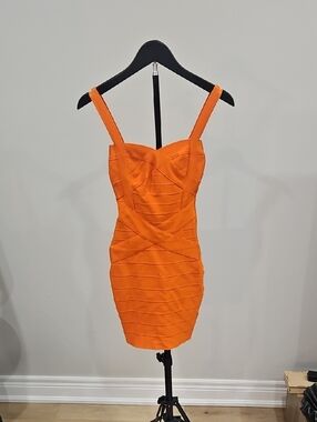 strapless open back dress S/S 1993 Orange Bandage Mini Dress